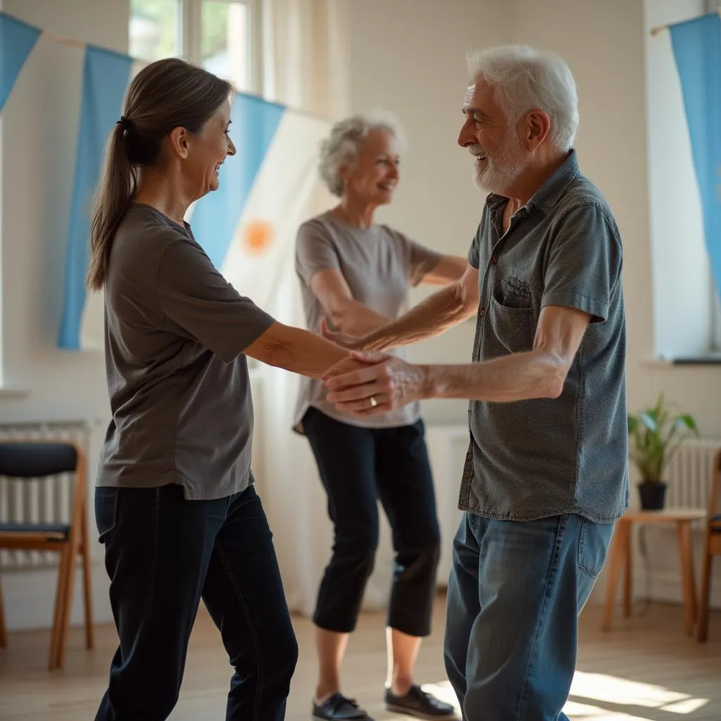 Fundadores de Bailá con Vida enseñando tango